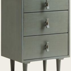 BEDSIDE TABLE WITH THREE DRAWERS & WOOD HANDLES