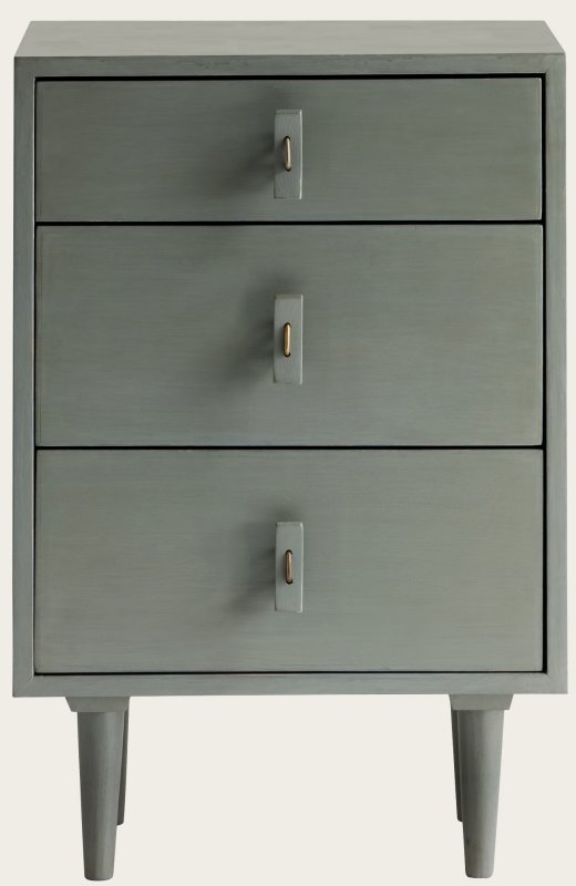 BEDSIDE TABLE WITH THREE DRAWERS & WOOD HANDLES